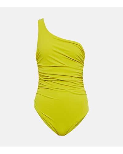 Karla Colletto One-shoulder Ruched Swimsuit - Yellow