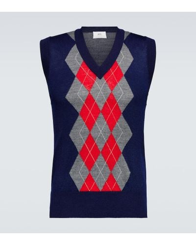 Ami Paris Wool Sweater Vest - Blue