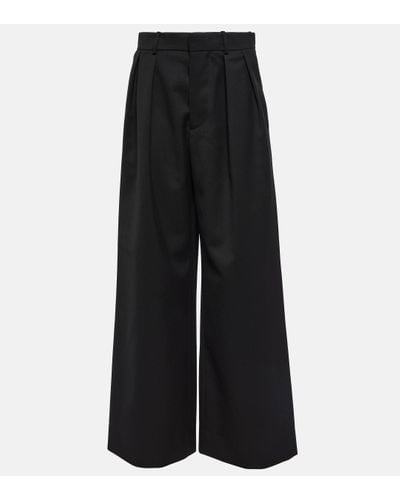 Wardrobe NYC Pleated Low-rise Wide-leg Wool Trousers - Black