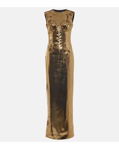 Dolce & Gabbana Foiled Satin Maxi Dress - Metallic