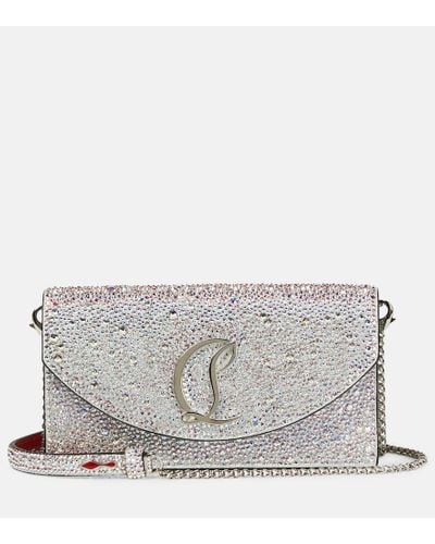 Christian Louboutin Clutch Loubi54 de piel adornado - Gris