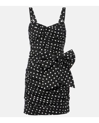 Dolce & Gabbana Vestido corto de mezcla de algodon con lunares - Negro