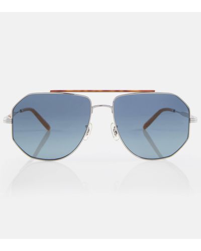 Brunello Cucinelli X Oliver Peoples Moraldo Aviator Sunglasses - Blue