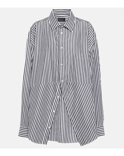 Balenciaga Swing Striped Cotton Shirt - Blue