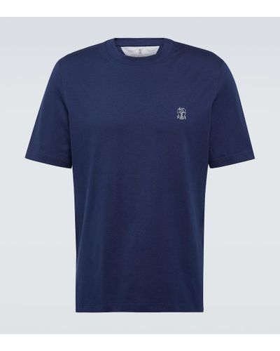 Brunello Cucinelli T-Shirt aus Baumwoll-Jersey - Blau