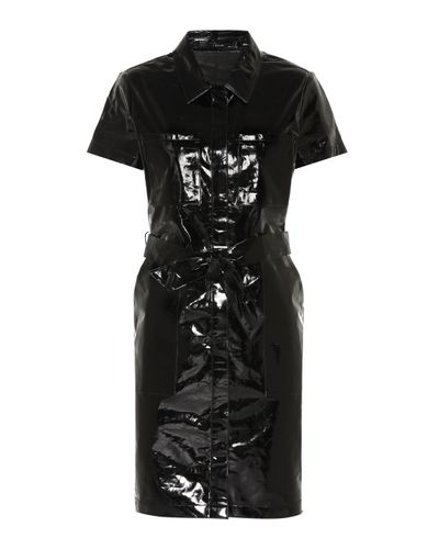 J Brand Lucille Patent Leather Shirt Dress - Black