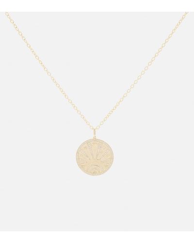 Sydney Evan Halskette Luck Coin aus 14kt Gelbgold mit Diamanten - Weiß