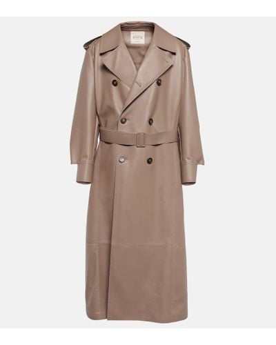 Tod's Leather Trench Coat - Brown