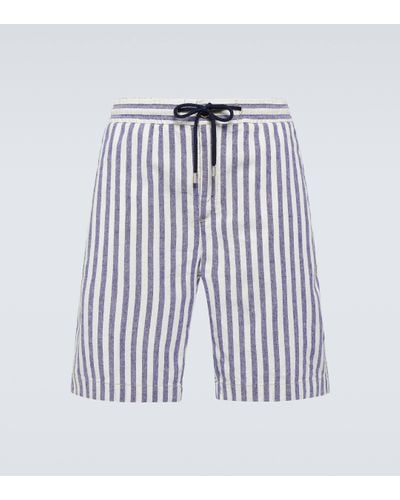 Vilebrequin Levant Cotton And Linen-blend Bermuda Shorts - Blue