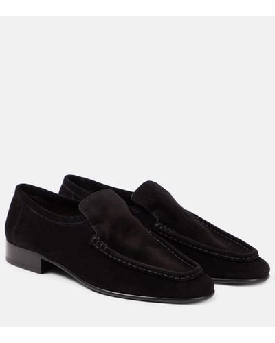 The Row New Soft Suede Loafers - Black