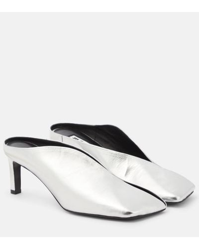 Jil Sander Metallic Leather Court Shoes - White