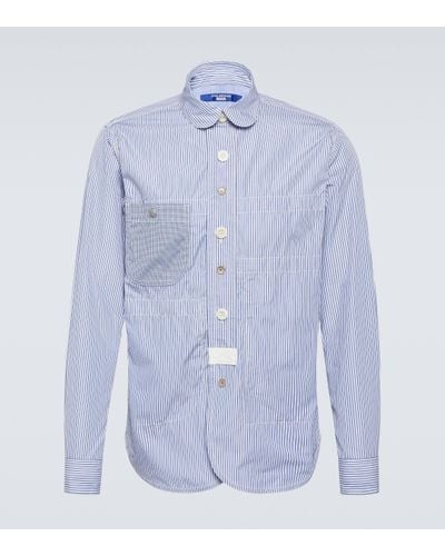 Junya Watanabe Striped Cotton Oxford Shirt - Blue