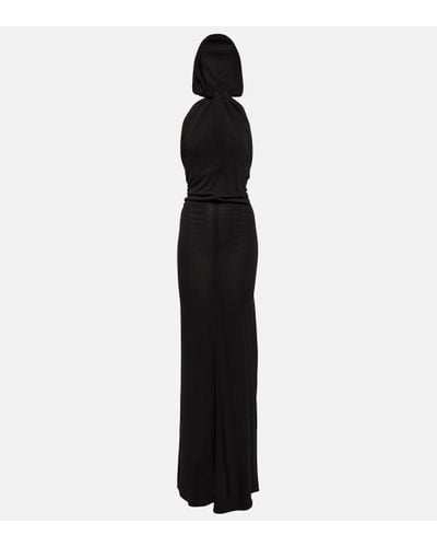 Saint Laurent Robe longue en crepe - Noir
