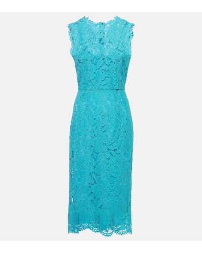 Dolce & Gabbana Cotton-blend Lace Midi Dress - Blue