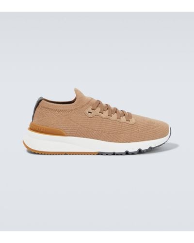 Brunello Cucinelli Logo-detail Lace-up Trainers - Brown