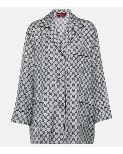 Gucci GG Silk Twill Shirt - Gray