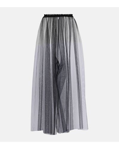 Noir Kei Ninomiya Sheer Tulle Wide-leg Trousers - Grey