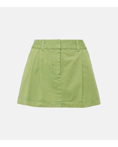 Stella McCartney Pleated Cotton Miniskirt - Green