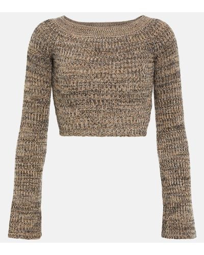 Chloé Cropped Cashmere-blend Sweater - Brown