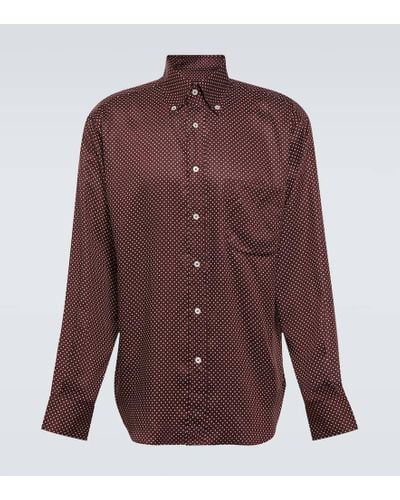 Tom Ford Camisa de algodon con lunares - Morado
