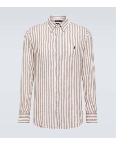 Polo Ralph Lauren Camisa de lino a rayas - Blanco
