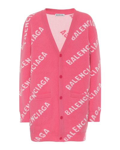 Balenciaga Cardigan Aus Einer Wollmischung Mit Intarsienmuster - Pink