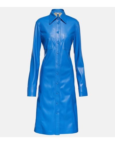 Stella McCartney Robe chemise en cuir synthetique - Bleu