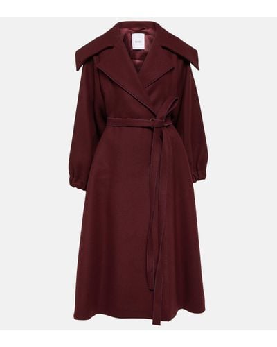 Patou Belted Double-breasted Wool-blend Coat - Red