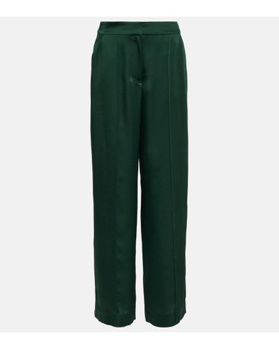 Jonathan Simkhai Pantalon ample Kyra en satin - Vert