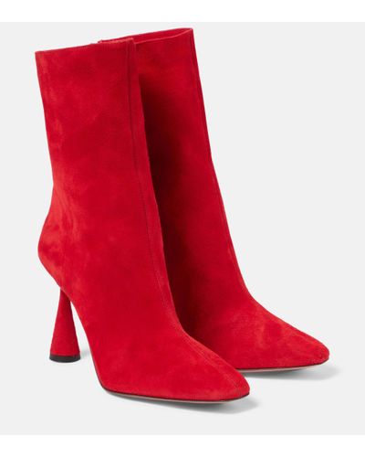 Aquazzura Amore 95 Suede Ankle Boots - Red