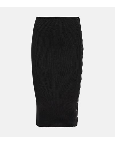 Petar Petrov Finn Ribbed-knit Silk Pencil Skirt - Black