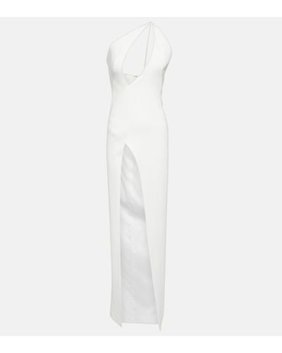 Monot One-shoulder Keyhole Gown - White