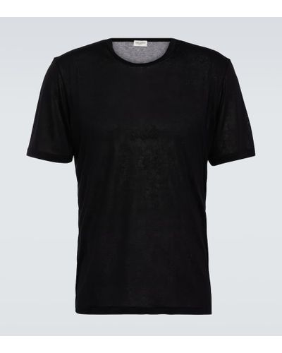 Saint Laurent Camiseta con logo bordado - Negro