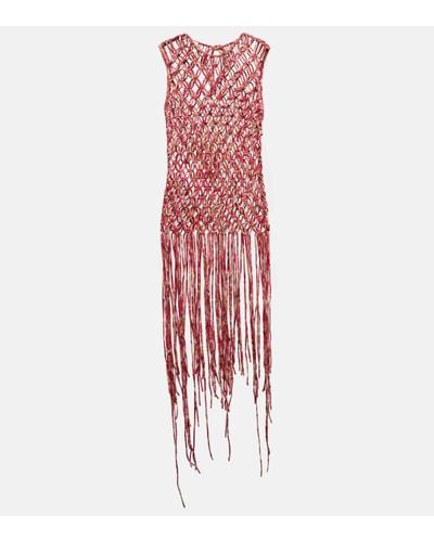 Dries Van Noten Knitted Tunic Top - Red