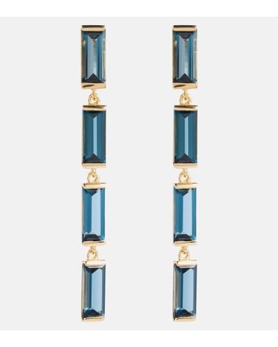 Aliita Deco Maxi 9kt Gold Drop Earrings With Topaz - Blue