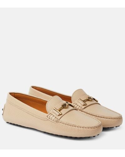 Tod's Double T Leather Loafers - Natural