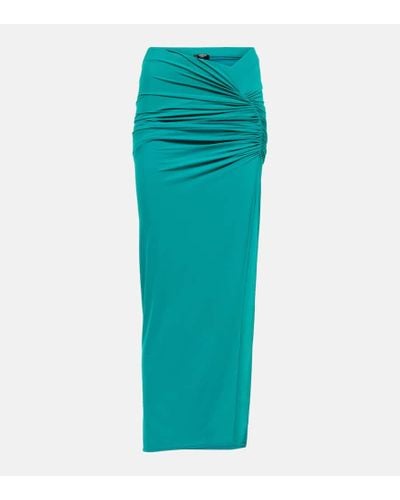 Balmain Ruched Maxi Skirt - Green