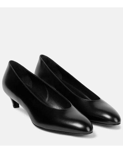 The Row Almond Leather Pumps - Black