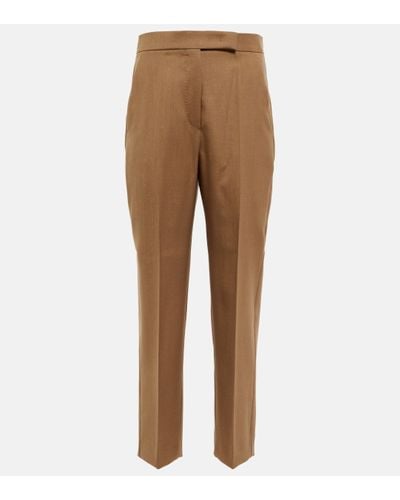 Max Mara Sebino Straight Wool-blend Trousers - Natural