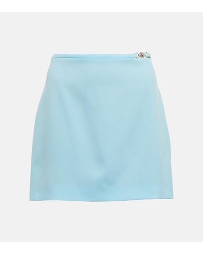 Versace Minifalda de lana con Allover - Azul