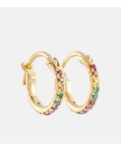 Ileana Makri 18kt Gold Hoop Earrings With Diamonds And Stones - Metallic