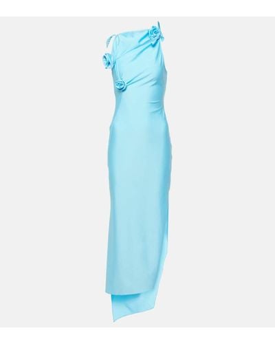Coperni Floral-applique Cutout Maxi Dress - Blue