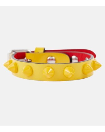Christian Louboutin Loubilink Embellished Leather Bracelet - Yellow