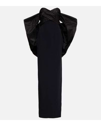 Carolina Herrera Off-shoulder Hooded Cape Gown - Black