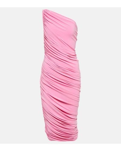 Norma Kamali Diana Gerafftes Kleid Aus Stretch-jersey - Pink