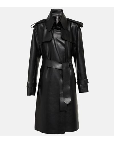 Norma Kamali Trench-coat en cuir synthetique - Noir