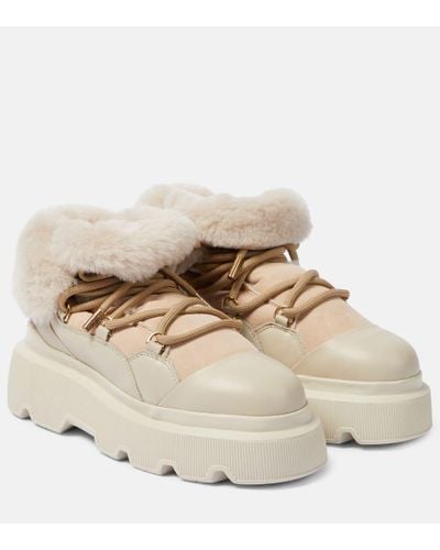 Inuikii Shearling-trimmed Leather Ankle Boots - Natural