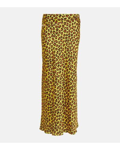 Rabanne Chain-detail Leopard-print Satin Slip Skirt - Metallic