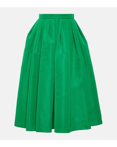 Alexander McQueen Gathered Polyfaille Midi Skirt - Green