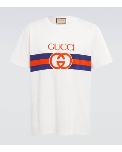 Gucci T-shirt In Cotone Con Incrocio GG - Bianco